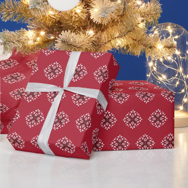 Green and Red Christmas Festive Pattern  Wrapping Paper (Holidays)