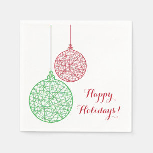 Green and Red Christmas Ornaments Paper Napkin Set
