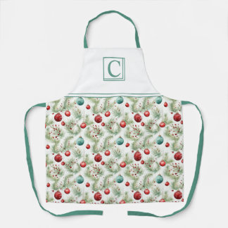 Green and Red Christmas Patterns -  Apron