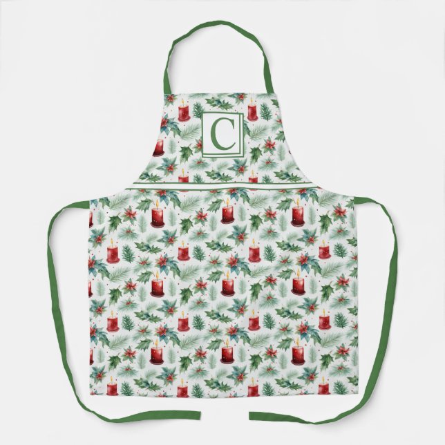 Green and Red Christmas Patterns -  Apron (Front)