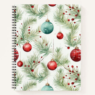 Green and Red Christmas Patterns - Notebook
