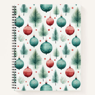 Green and Red Christmas Patterns -  Notebook