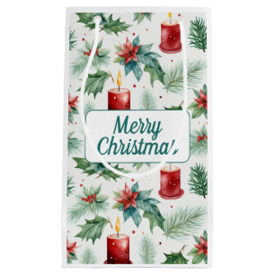 Green and Red Christmas Patterns - Small Gift Bag