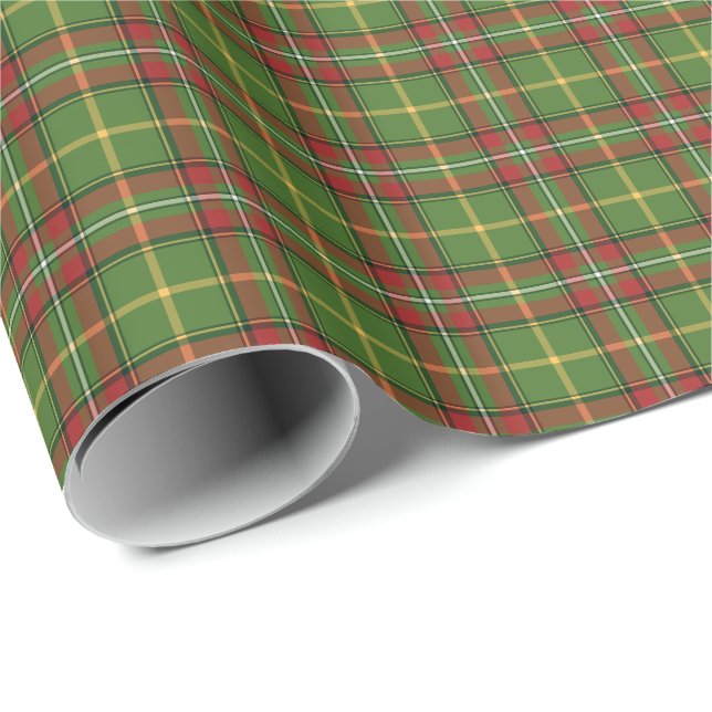 Green and Red Christmas Plaid Pattern Wrapping Paper (Roll Corner)
