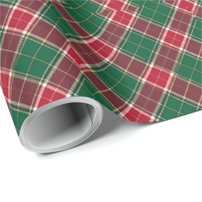 Green and Red Christmas Plaid Wrapping Paper (Roll Corner)