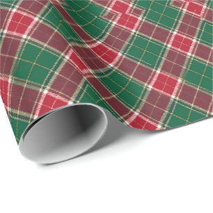 Green and Red Christmas Plaid Wrapping Paper