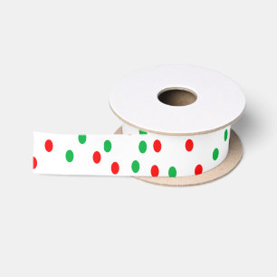 Green and Red Christmas Polka Dots Satin Ribbon