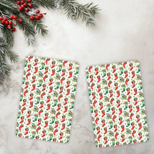 Green and Red Christmas Stockings Playing Cards
