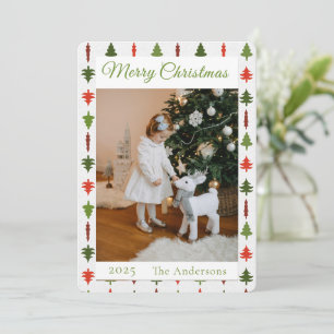 Green and Red Christmas Tree Photo Holiday Card