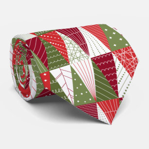 Green and Red Christmas Trees Tie