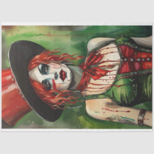 Green and Red Circus Ring Leader Decoupage Tissue Paper