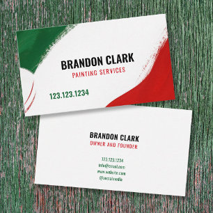 Green and Red Diagonal Brush Split Painting Business Card