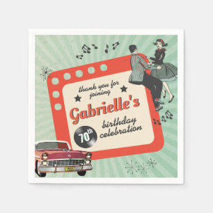 Green and Red Fifties Rockabilly Birthday Party Napkin