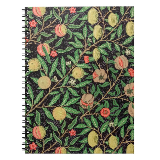 Green and Red Fruit pattern by William Morris. Notebook (Front)