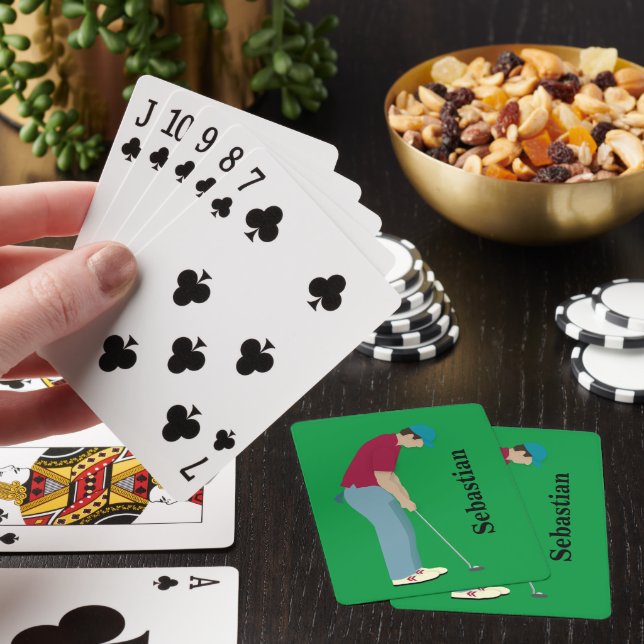 Green and Red Golfer Putting  Playing Cards (In Situ)