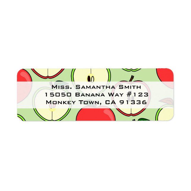 Green and Red Half Apple Print Address Label (Front)