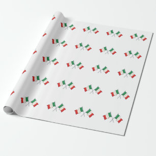 Green and Red Italian Flag Pattern Wrapping Paper