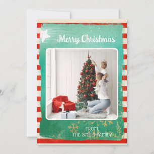 Green and Red Merry Christmas Photo Holiday Card