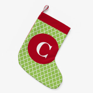 Green and Red Moroccan Print Initial Stocking