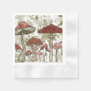 Green and Red Mushrooms Napkin