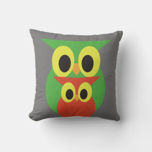 Green and Red Owls Cushion