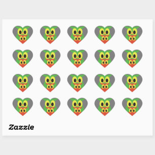 Green and Red Owls Heart Sticker