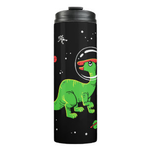 Green And Red Parasaurolophus Dinos In Space Thermal Tumbler