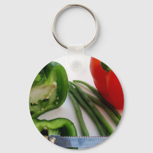 Green and Red Peppers with Beans Key Ring