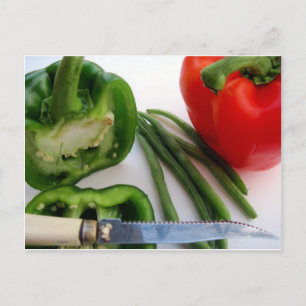 Green and Red Peppers with Beans Postcard