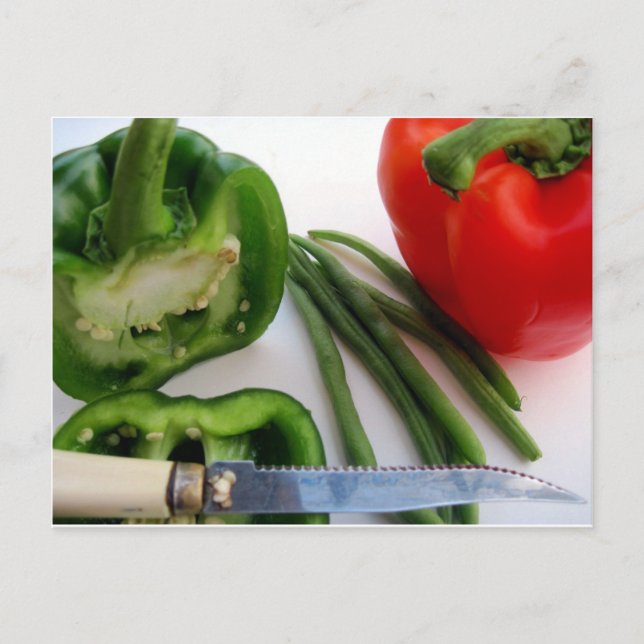 Green and Red Peppers with Beans Postcard (Front)