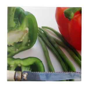 Green and Red Peppers with Beans Tile