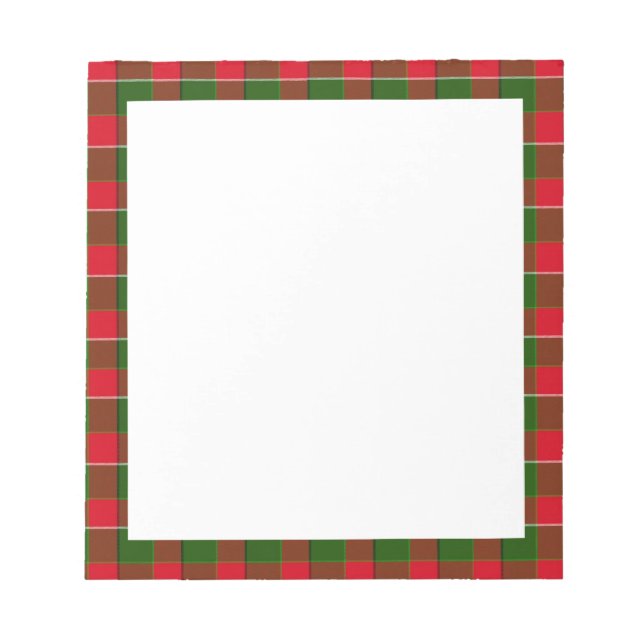 Green And Red Plaid Pattern Notepad (Front)