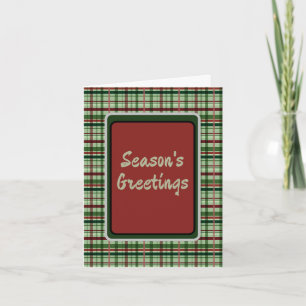 Green and Red Plaid Season's Greetings Holiday Card