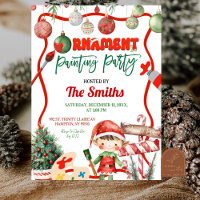 Green and Red Retro Kid's Ornament Painting Party