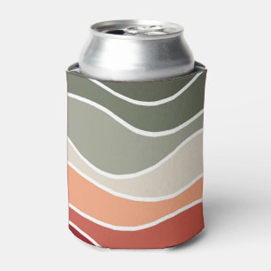Green and red retro style waves design can cooler