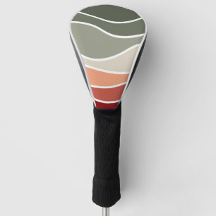 Green and red retro style waves design golf head cover