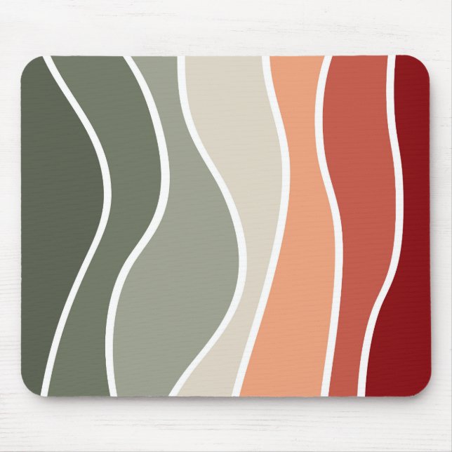 Green and red retro style waves design mouse pad (Front)
