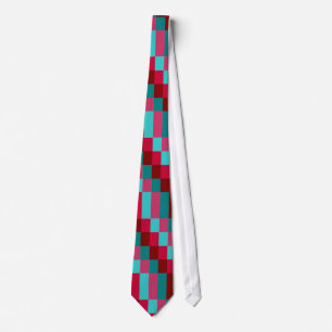 Green and Red Square Pattern Tie