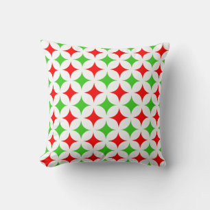 Green and Red Star Pattern on White Cushion