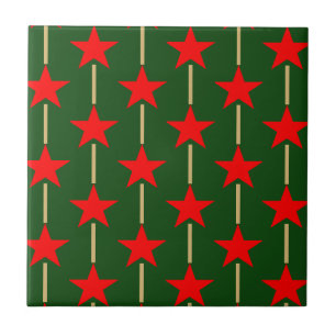 Green And Red Stars Tile