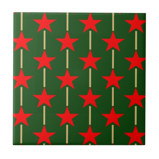 Green And Red Stars Tile (Front)
