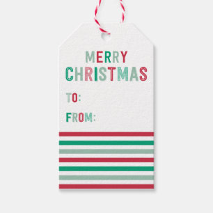 Green and Red Stripe Christmas Gift Tags