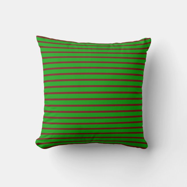 Green and Red Striped Pillow (Front)
