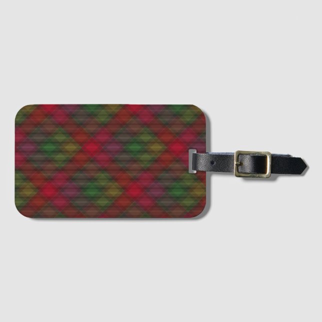 Green and red, tartan luggage tag (Front Horizontal)