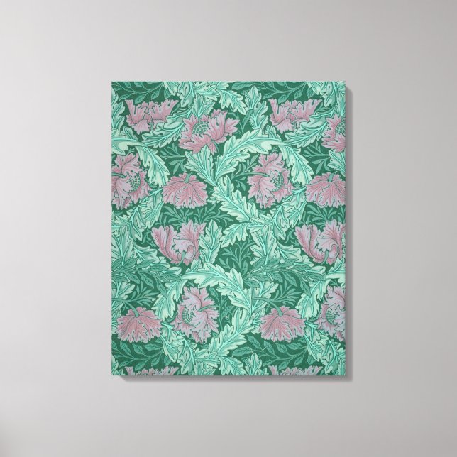 Green and Red Wreath Pattern (by William Morris) Canvas Print (Front)