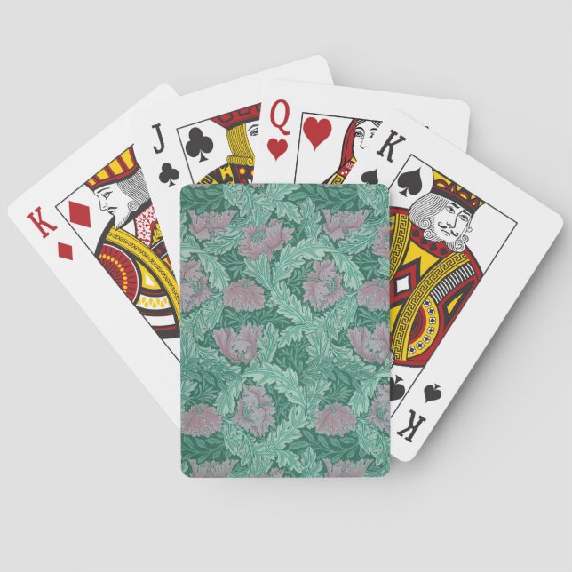 Green and Red Wreath Pattern (by William Morris) Playing Cards (Back)