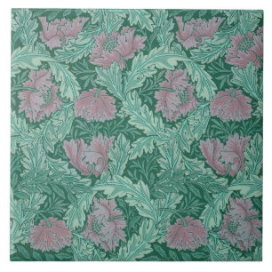 Green and Red Wreath Pattern (by William Morris) Tile