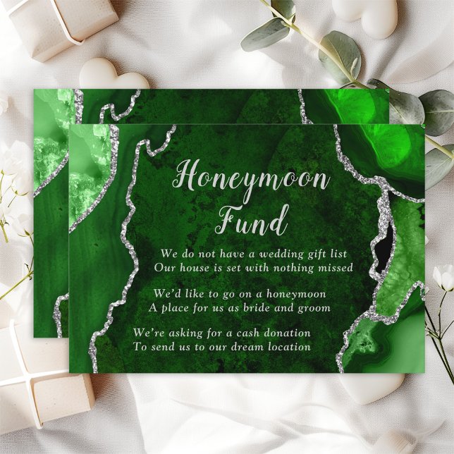 Green and Silver Agate Honeymoon Fund Enclosure Card (Creator Uploaded)