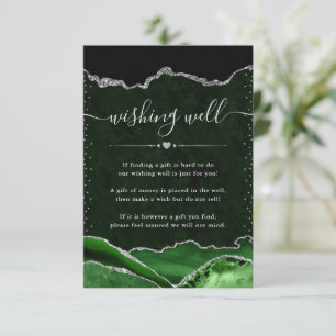 Green and Silver Agate Wedding Wishing Well Enclosure Card
