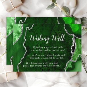 Green and Silver Agate Wedding Wishing Well Enclosure Card